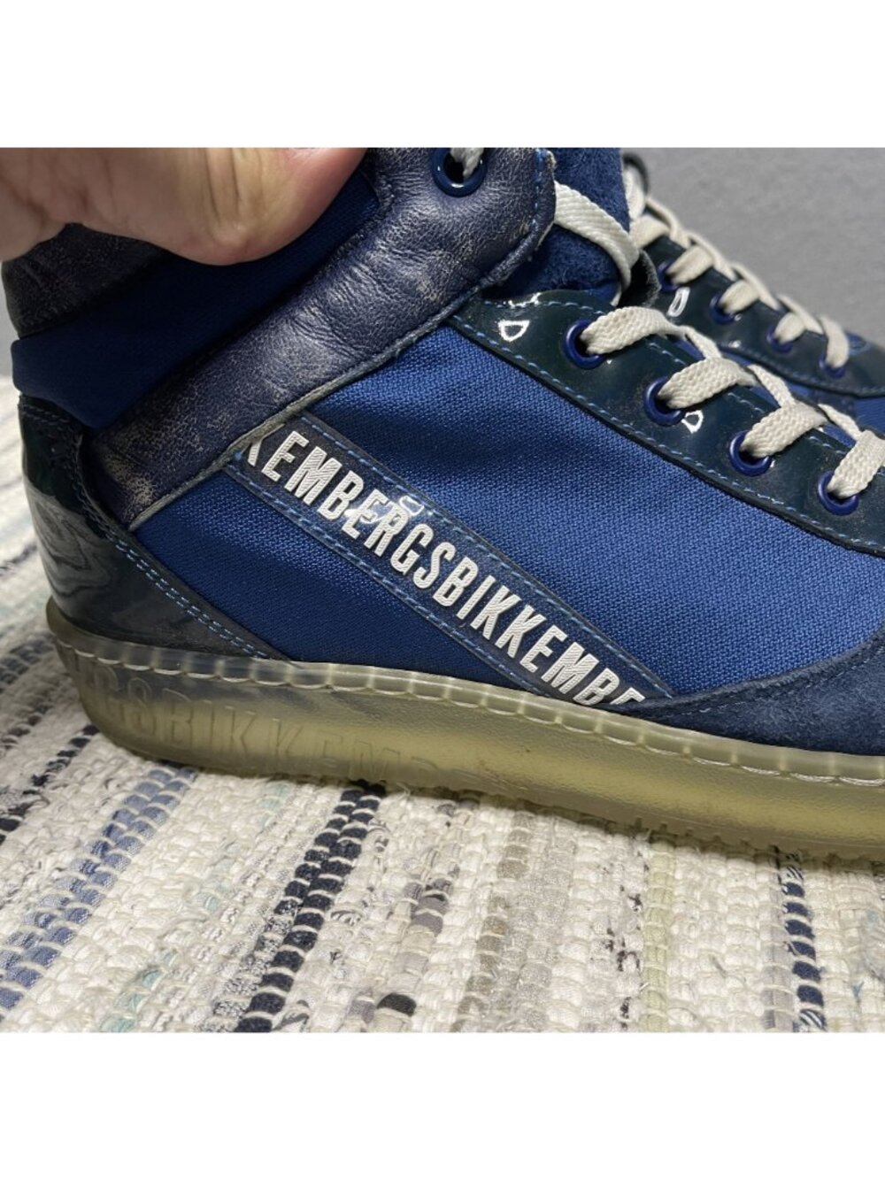 Bikkembergs Womens Blue Navy High-Top Sneakers Size 39 Lace-Up - Picture 11 of 12